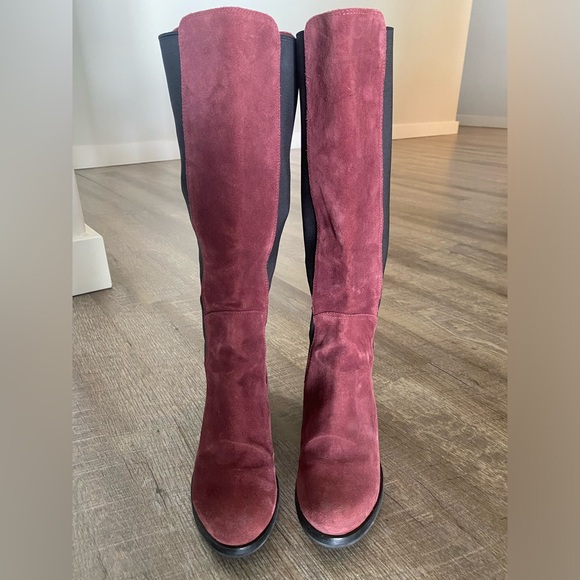 Cole Haan Jodhpurs Burgundy Knee High Suede Boots. - Picture 3 of 6